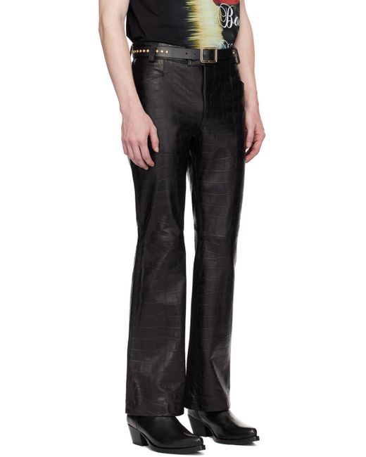 Ernest W. Baker Black Croc-embossed Leather Pants for men