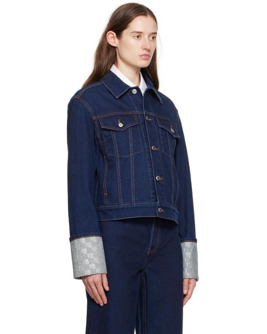 Alexander Wang Blue Indigo Crystal Cuff Denim Jacket