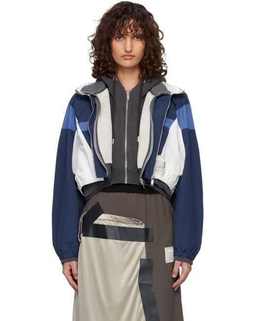 Maison Mihara Yasuhiro Blue Triple Layered Nylon Zip-Up Jacket