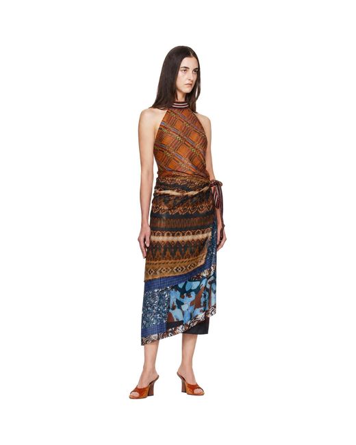 Dries Van Noten Blue Jacquard Wrap Top