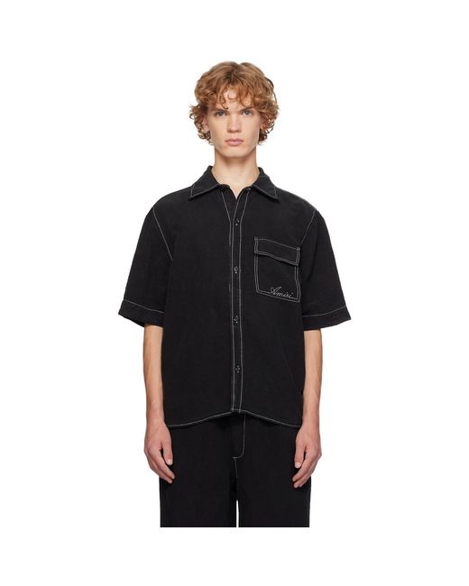 Amiri Black Script Linen Shirt for men