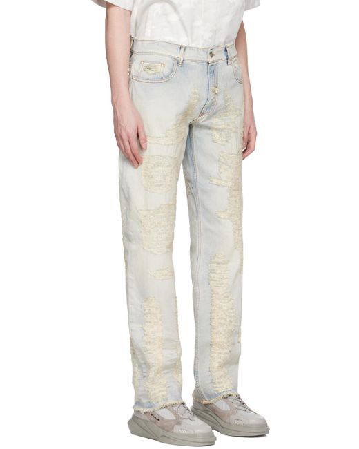 1017 ALYX 9SM White Blue Destroyed Jeans for men