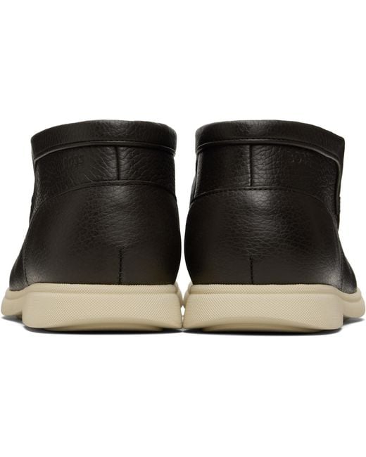 Boss Black Tumbled Leather Desert Boots for men