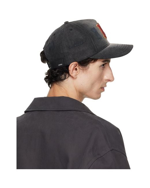 Amiri Black Ma Outline Canvas Cap for men