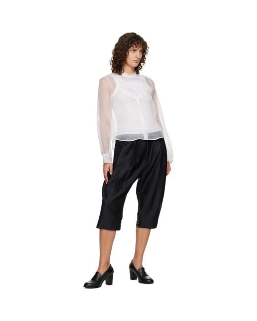 R13 White Pleated Tuxedo Front Shirt