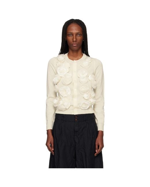 Comme des Garçons Black Lambswool Jersey X Flower Embroidery Cardigan