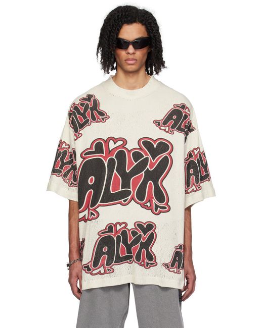 1017 ALYX 9SM Natural Beige Oversized Needle Punch T-shirt for men