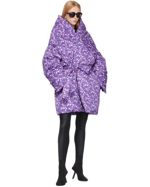 Manteau scooter mauve à motif fleuri Balenciaga en coloris Violet | Lyst
