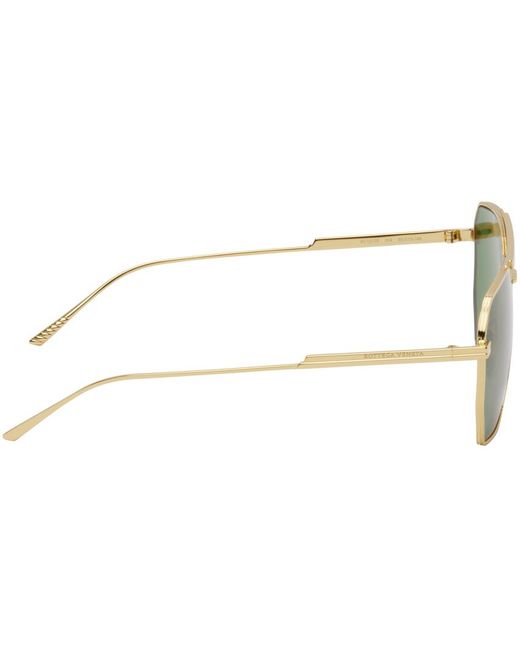 Bottega Veneta Black Gold Bond Metal Half-rim Aviator Sunglasses