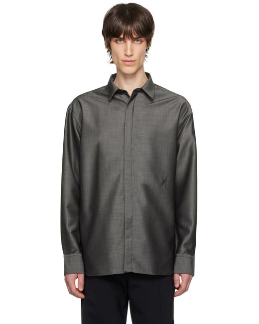 Chemise grise à logo brodé Ferragamo pour homme en coloris Black