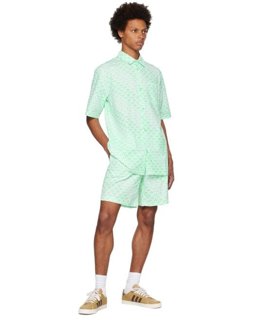 Adidas Originals Blue Green Monogram Shorts for men