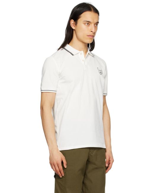 PS by Paul Smith White Embroidered Polo for men
