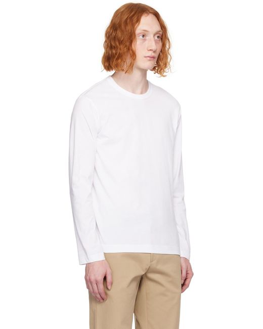 メンズ Comme des Garçons ホワイト ロゴプリント 長袖tシャツ White