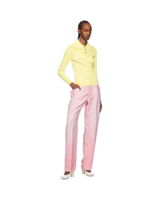 Bottega Veneta Pink & White Printed Trousers