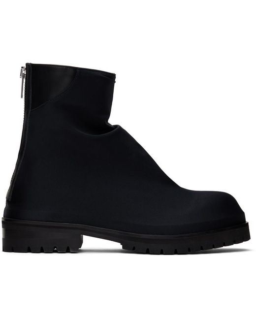 424 Black Pleated Marathon Boots for men