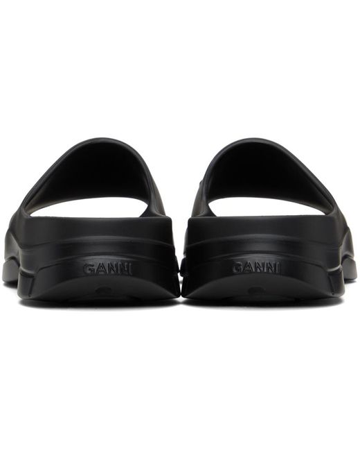 Sandales à enfiler noires Ganni en coloris Black