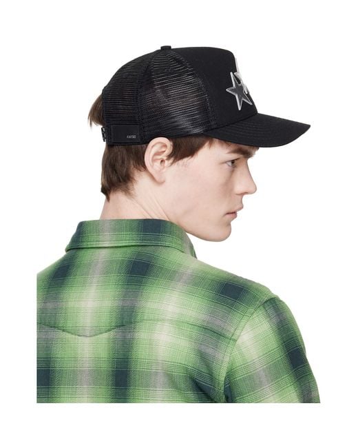 Amiri Green Metallic 3 Star Trucker Cap for men