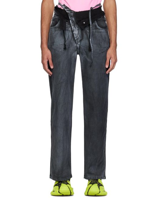 OTTOLINGER Black Double Fold Jeans for men