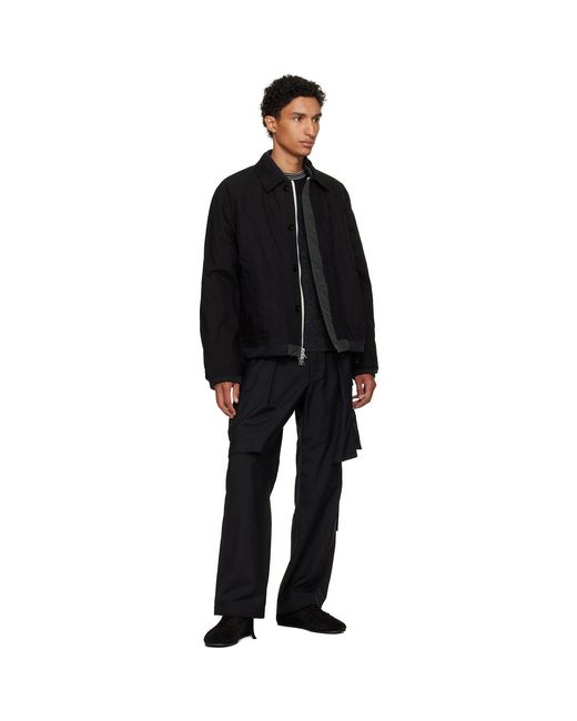Sacai Black Khaki Nylon Twill X Rip Stop Blouson Reversible Jacket for men