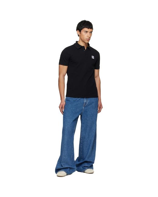 Balmain Black Embroidered Cotton Polo for men