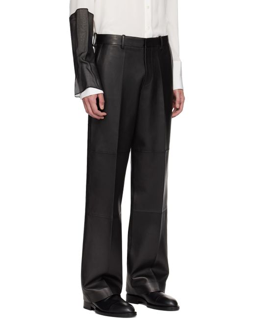 Helmut Lang Black Creased Leather Pants for men