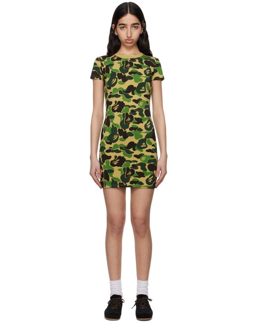 A Bathing Ape Black Khaki Abc Camo Jersey Minidress