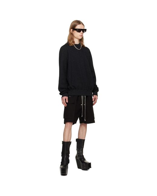Rick Owens Black Tower Crewneck Sweatshirt for men