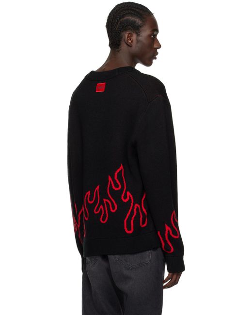 HUGO Black Jacquard Sweater for men