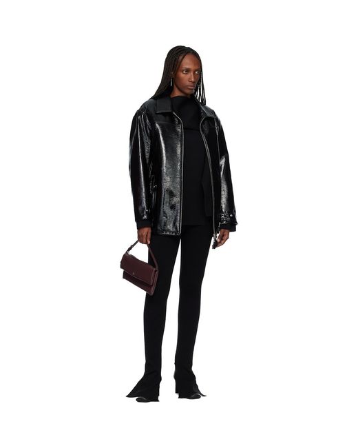 Courreges Black Oversized Vinyl Jacket