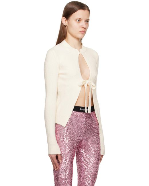 Tom Ford Pink Off-white Self-tie Cardigan