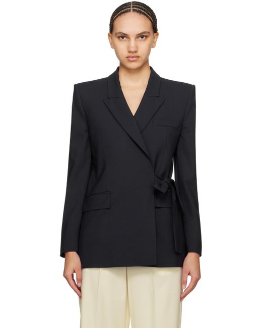 MSGM Black Navy Self-tie Blazer