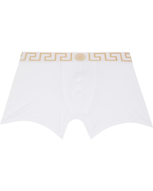 Versace Black Two-Pack & Greca Border Long Boxer Briefs for men