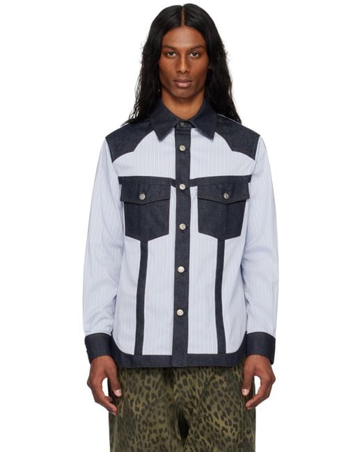 ANDERSSON BELL Black Denim & Stripe Shirt for men