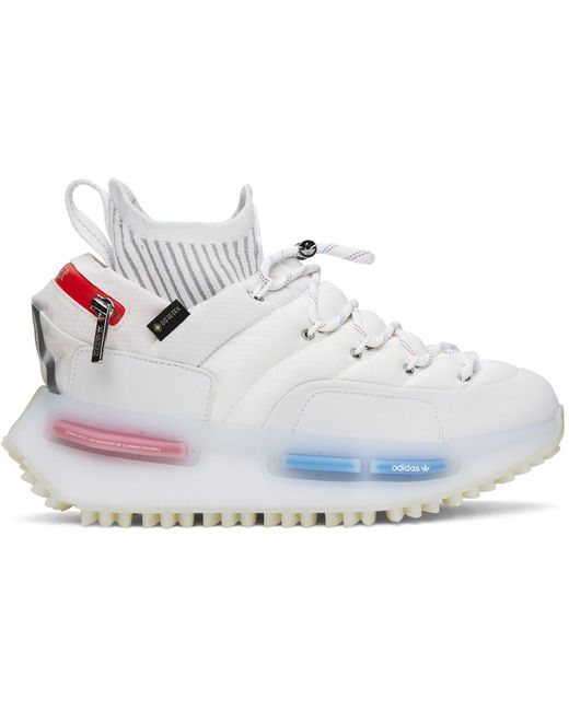 Moncler Genius White Adidas Originals Nmd Runner Stretch Jersey-trimmed Quilted Gore-textm High-top Sneakers
