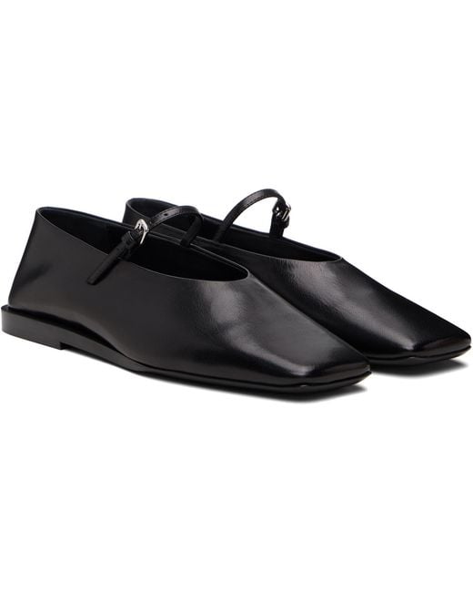 Jil Sander Black Buckle Strap Ballerina Flats