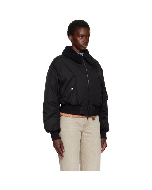 Stella McCartney Black Collared Bomber Jacket