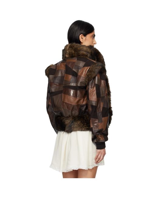 Chloé Black Short Hybrid Leather Bomber Jacket
