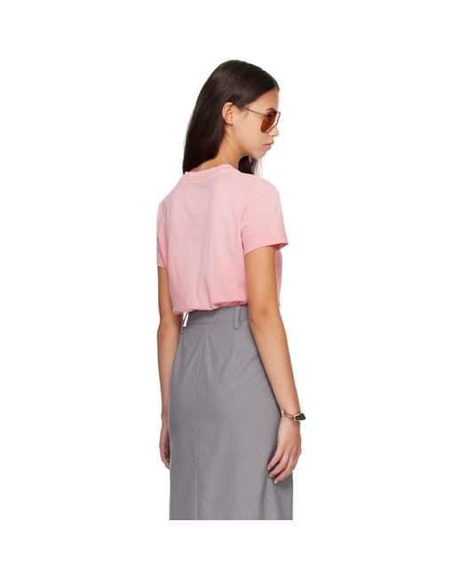 Acne Purple Fitted Logo T-Shirt