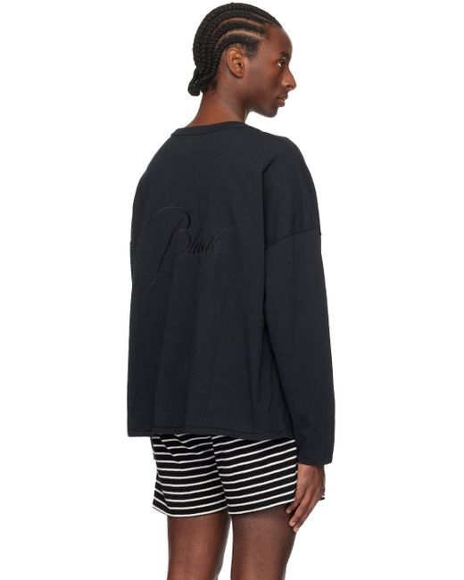 Rhude Black Reverse Long Sleeve T-shirt for men