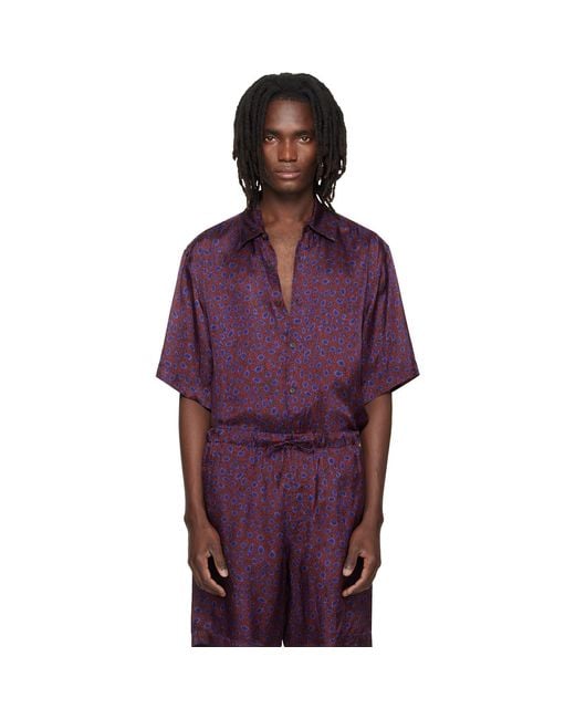 Dries Van Noten Purple Button-Down Shirt for men