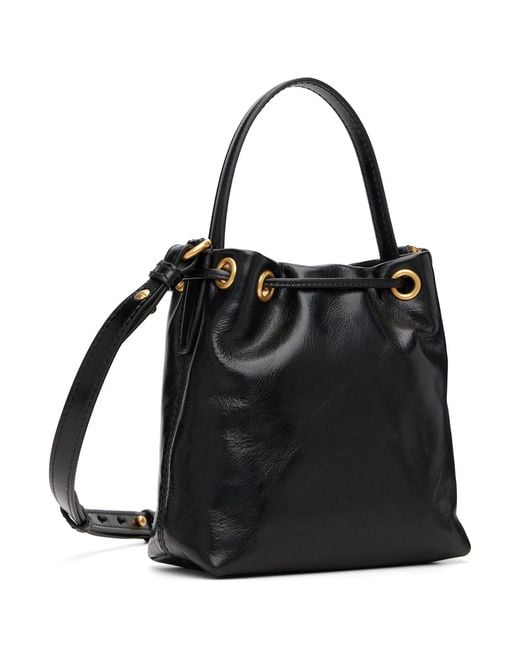 Balmain Black Mini Pulse Bucket Bag