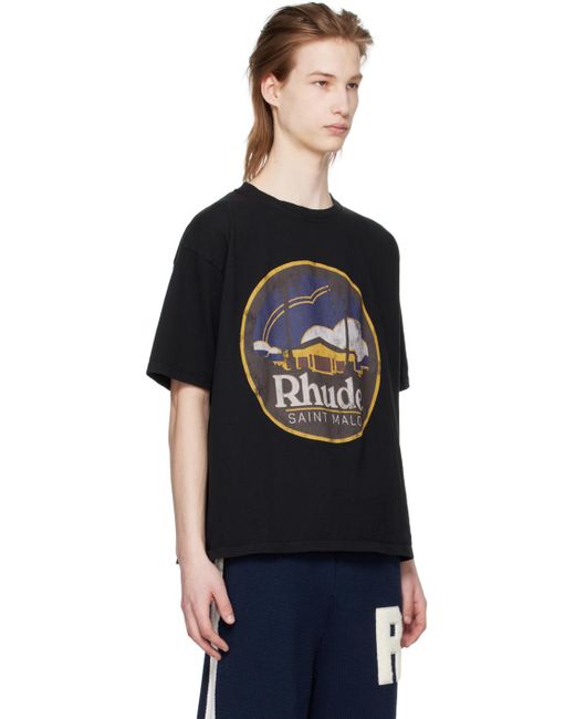 Rhude Black 'saint Malo' T-shirt for men