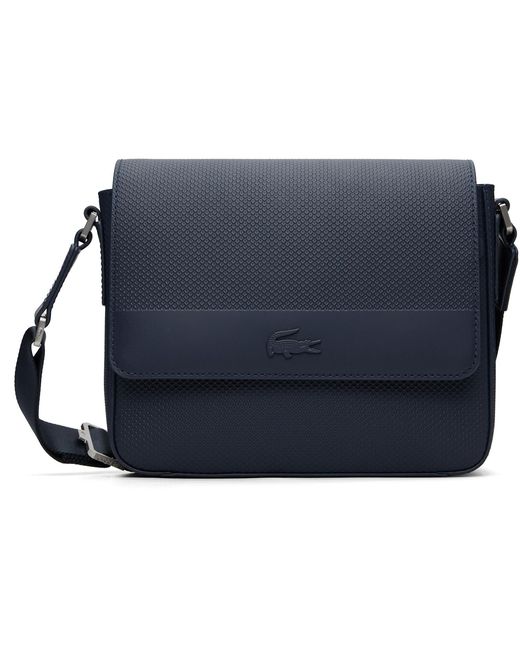 Lacoste Blue Chantaco Leather Messenger Bag for men