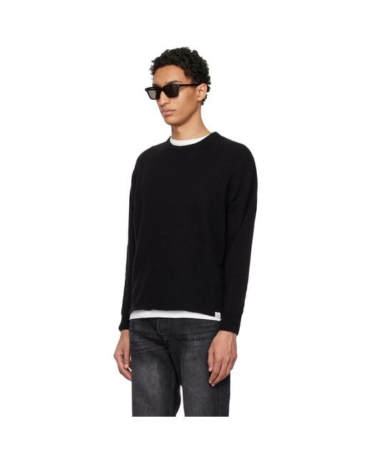 Merz B. Schwanen Black Lightweight Merino Wool-Cashmere-Silk Sweater for men