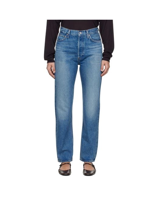 Agolde Blue 90S Pinch Waist High Rise Straight Jeans