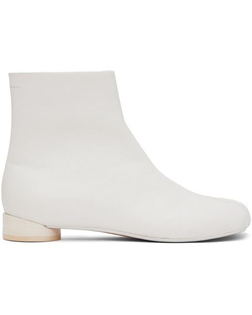 MM6 by Maison Martin Margiela White Anatomic 30mm Leather Ankle Boots for men