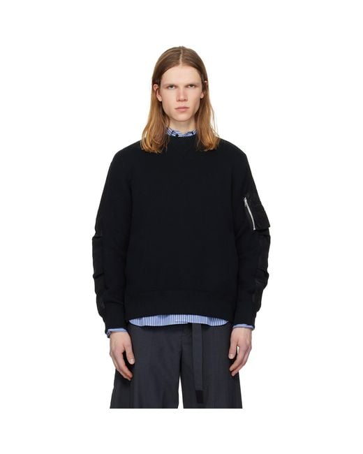 Sacai Black Sponge Sweat Pullover Sweatshirt for men