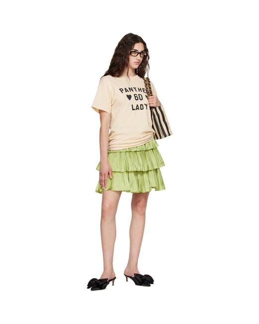 Valentino Green Printed Cotton Jersey 'Panther Lady' T-Shirt
