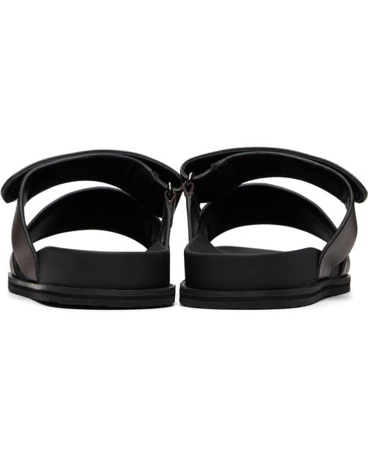Boss Black Leather Slides for men