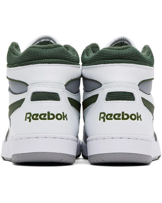 Reebok White & Green Bb 4000 Ii Mid Sneakers in Black for Men | Lyst